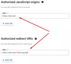 Google Cloud -  Authorized redirect URIs